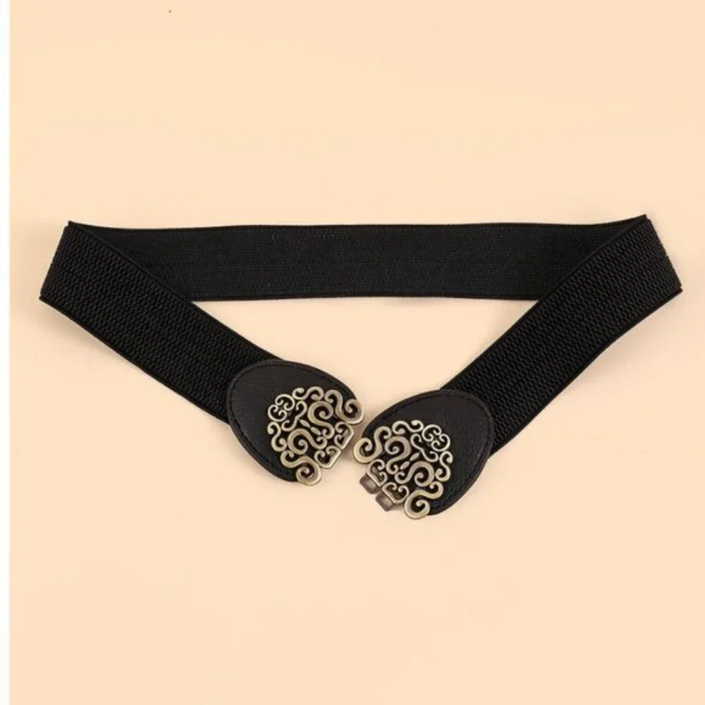 Textured Metal Belt Gold/Black